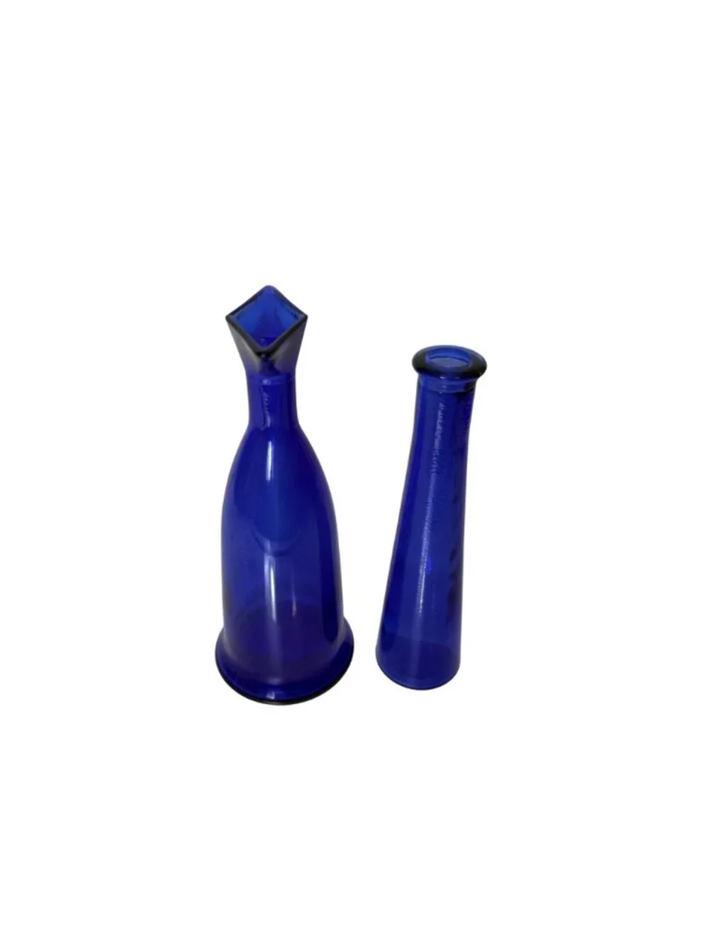 French Cobalt Blue Art Glass Bud Vases Vintage Pair MOD DEP France MCM Set of 2 - Picture 3 of 16